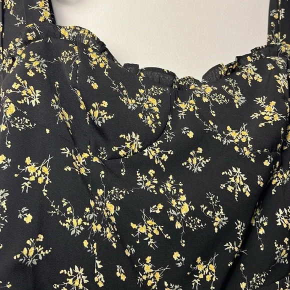 Anthropologie Black Floral Midi Dress - Picture 6 of 11
